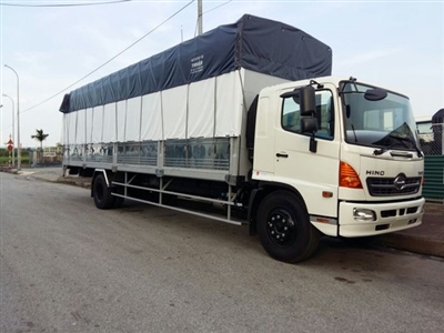 Xe tải Hino mui bạt bửng nâng hạ 2 tầng chở xe máy thùng dài 10m | Xe Hino FG8JPSU chở xe máy